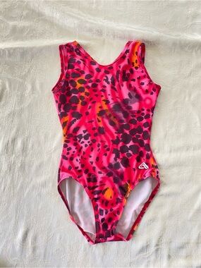 Alpha Factor Gymnastics Leotard AXS Adult Extra Small Pink Animal Print